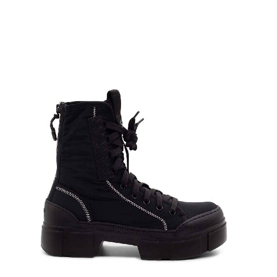 Roccia black patchwork combat boots