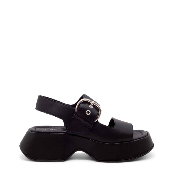 Mini Yoko band sandals in soft black nappa calfskin